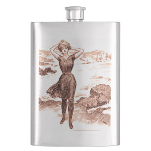 Cantil Ilustração Vintage Gibson Girl Praia Sereia Banhis
