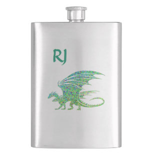 Cantil Incrível frasco do Dragão Verde Mosaico Monogram