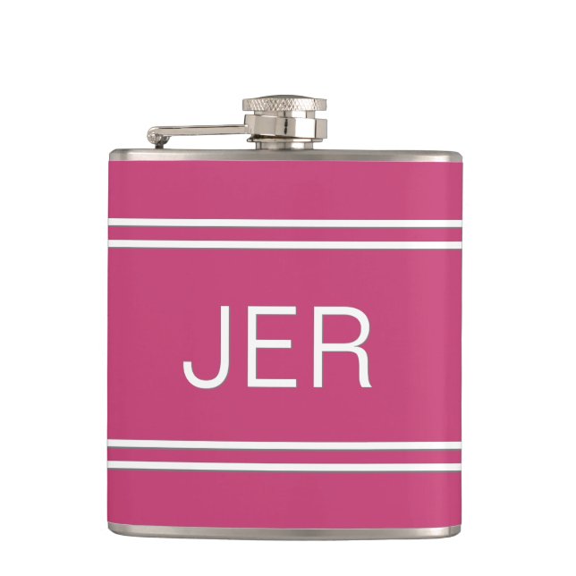 Cantil Iniciais de Três Letras Monogramadas Bebida Rosa V (Frente)