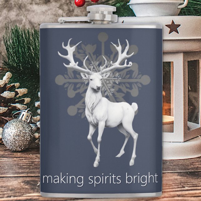 Cantil Ivory Reindeer Christmas | Azul (Blue Ivory Reindeer Christmas Flask)