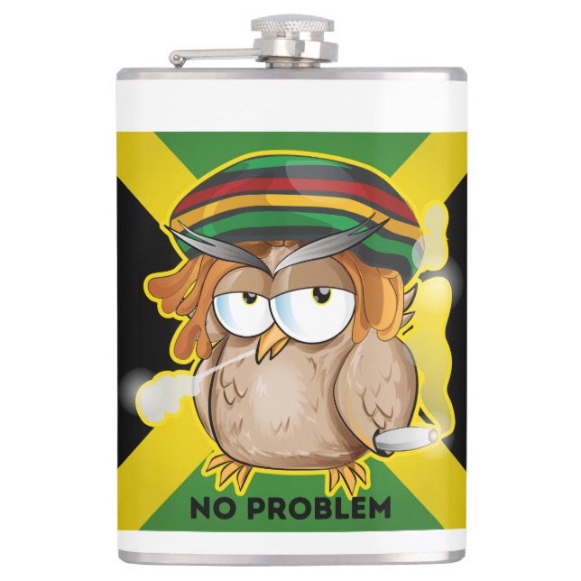 Cantil Jamaica No Problem with Funny Smoking Rasta Owl (Frente)
