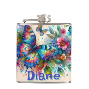 Cantil Jardim Floral de Borboleta de Aquarela Personaliza