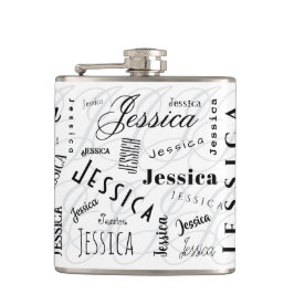 Cantil Jessica Custom Name Typography Vinyl Wrapped Flask