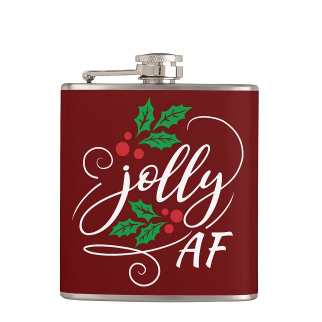 Cantil Jolly AF Natal Holly Bebendo Humor com Álcool (Frente)