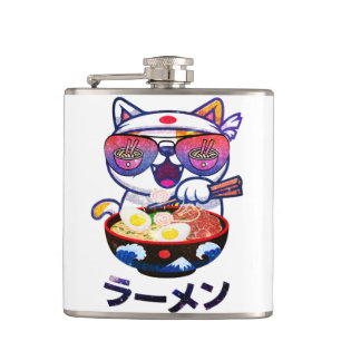 Cantil Kawaii Cat Eating Ramen - Bonitos Noodles Japonese
