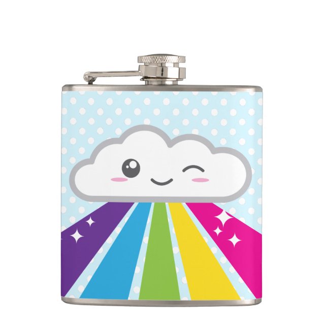 Cantil Kawaii Cloud e Rainbow Flask (Frente)