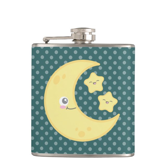 Cantil Kawaii Moon e Stars Flask (Frente)