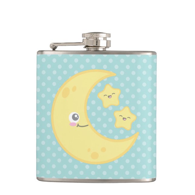 Cantil Kawaii Moon e Stars Flask (Frente)