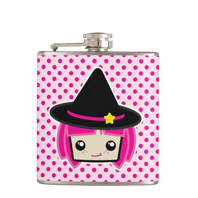 Cantil Kawaii Pink Haired Witold Flask (Frente)