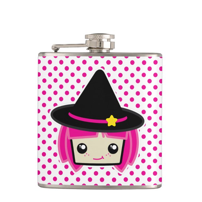 Cantil Kawaii Pink Haired Witold Flask (Frente)