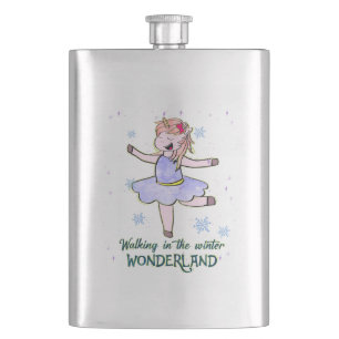 Cantil Kawaii Unicorn Caminhada durante o inverno