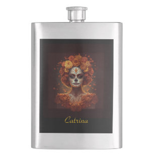 Cantil La Catrina Marigold Dia de los Muertos Caveira de