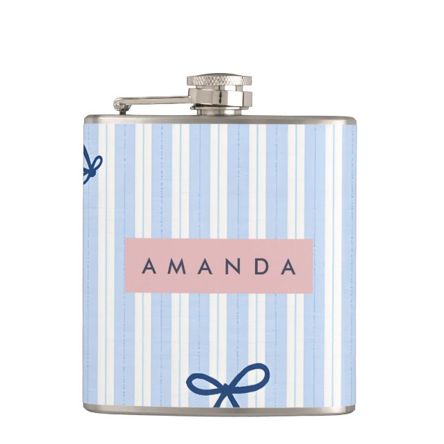 Cantil Laço Listrado Azul Pastel Clássico Personalizado (Frente)