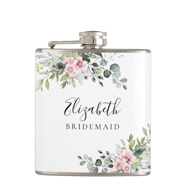 Cantil Lacre Rosa Verde Bridal Shower Flask (Frente)