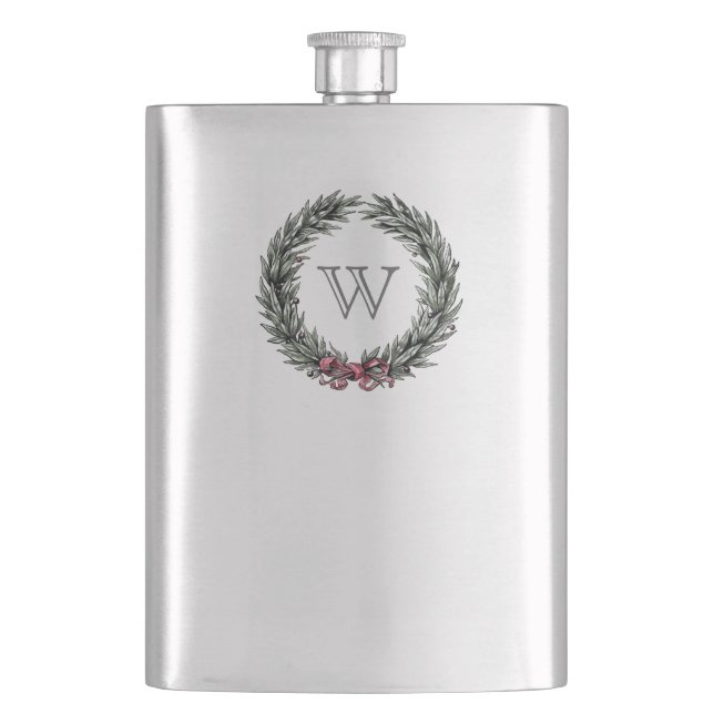 Cantil Laurel Wreath Monograma Flask (Frente)