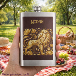 Cantil Leão Dourado Majestoso Personalizado