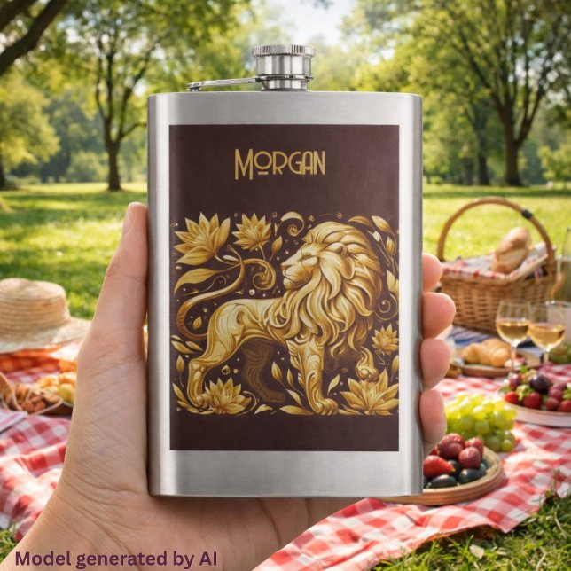 Cantil Leão Dourado Majestoso Personalizado (Criador carregado)