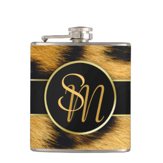 Cantil Leopardo Elegante Imprimir Monograma Script Vinil