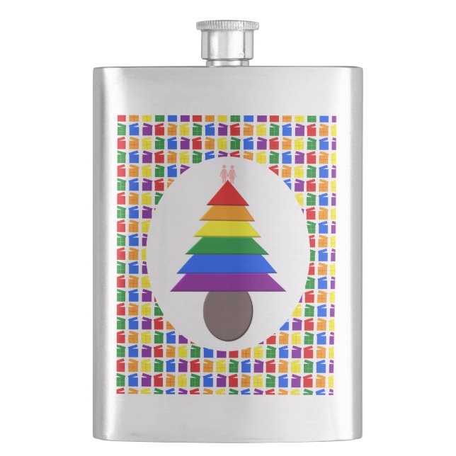 Cantil Lésbicas Árvore de Natal Rainbow e Presentes (Frente)