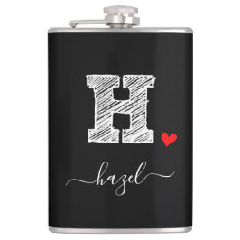 Cantil Letra Monograma com Desenho Retroativo H, Flask