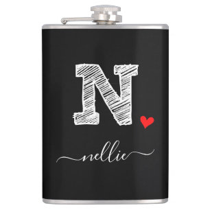 Cantil Letra Monograma com desenho retroativo - N, Flask