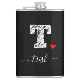 Cantil Letra Monograma com desenho retroativo T, Flask