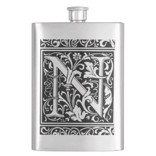 Cantil Letra N Monograma Medieval Arte Nova