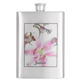 Cantil Lily Rosa | Flor lírio Rosa Delicada na Prata