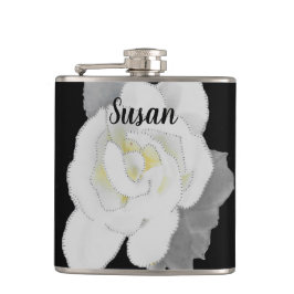 Cantil Linda flor branca de Gardênio em preto