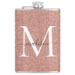 Cantil Lindo Monograma Glitter Rosa Dourado Feminino