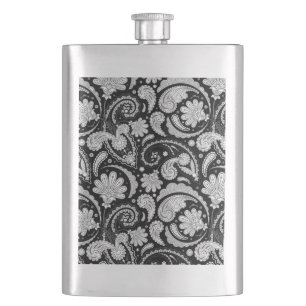Cantil Lindos padrões de paisley preto e branco vintage