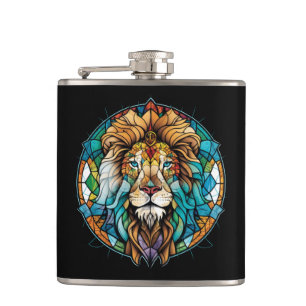 Cantil Lion Animal Portrait Vidro Armazenado Floresta Sel
