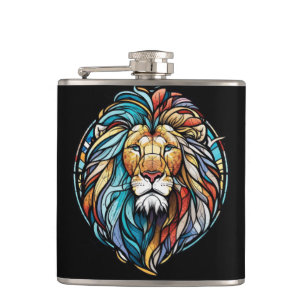 Cantil Lion Animal Portrait Vidro Armazenado Floresta Sel