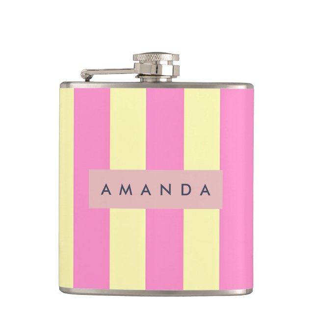Cantil Listra Rosa e Amarelo Personalizada de Doce Pastel (Frente)