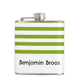 Cantil Listras verdes e brancas de nome personalizado