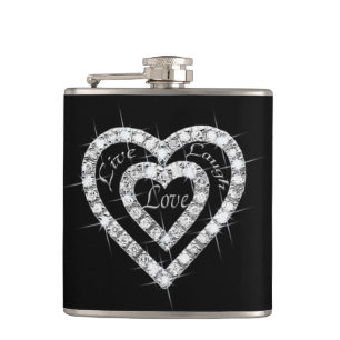 Cantil Live Laugh Love Diamond Hearts Flask
