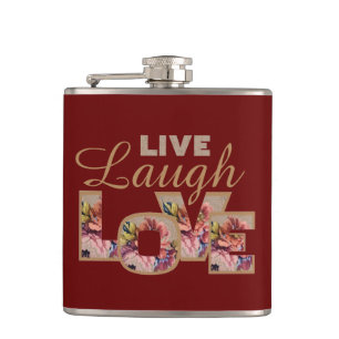 Cantil Live, Laugh, Love Rustic Floral no Burgundy