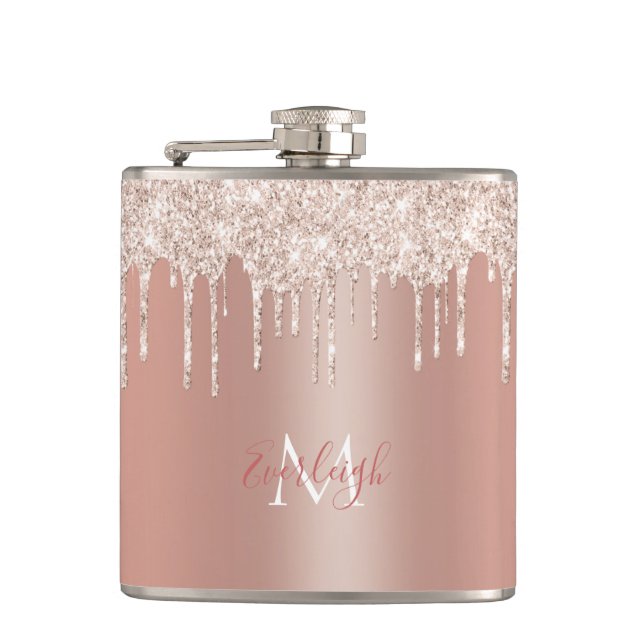 Cantil Lixiviação Dourada com Rosa de luxo com nome/monog (Frente)