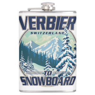 Cantil logotipo de viagem de snowboard Verbier Suíça