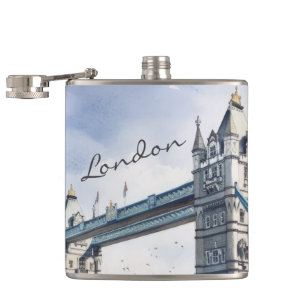Cantil London Tower Bridge Viagem Watercolor