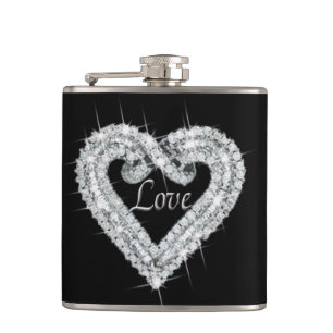 Cantil Love Diamond Heart Flask