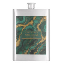 Luxo Esmeralda Malaquita Dourado Padrinhos Matte