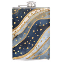 Luxo, Moderno, Padrão Azul Dourado,