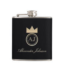 Luxo Preto e Dourado Elegante Simples Monogramado