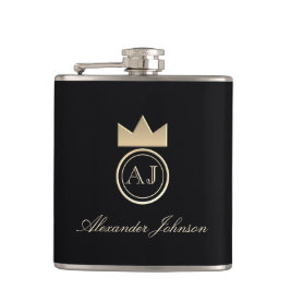 Cantil Luxo Preto e Dourado Elegante Simples Monogramado
