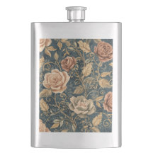 Luxo, Vintage, Jardim de Rosas, Fundo Azul