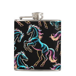 Cantil Luz Neon de Cavalo Glitch Estilo Retro