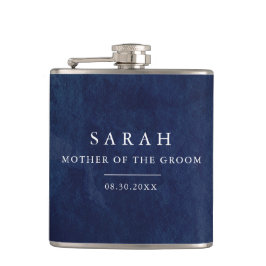 Cantil Mãe do Groom Gift Watercolor Blue Wedding Flask