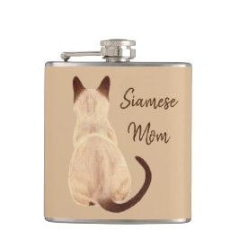 Cantil Mãe Gata Siamesa Sasha Kitty Olhando para Longe Vi