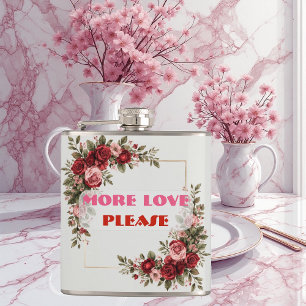 Cantil Mais Amor Por Favor Citação Romântica Quadro Rosa
